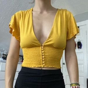 yellow button blouse
